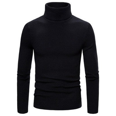 Herren Ripp-Strickpullover mit hohem Kragen und körpernahem Schnitt Krohn-e