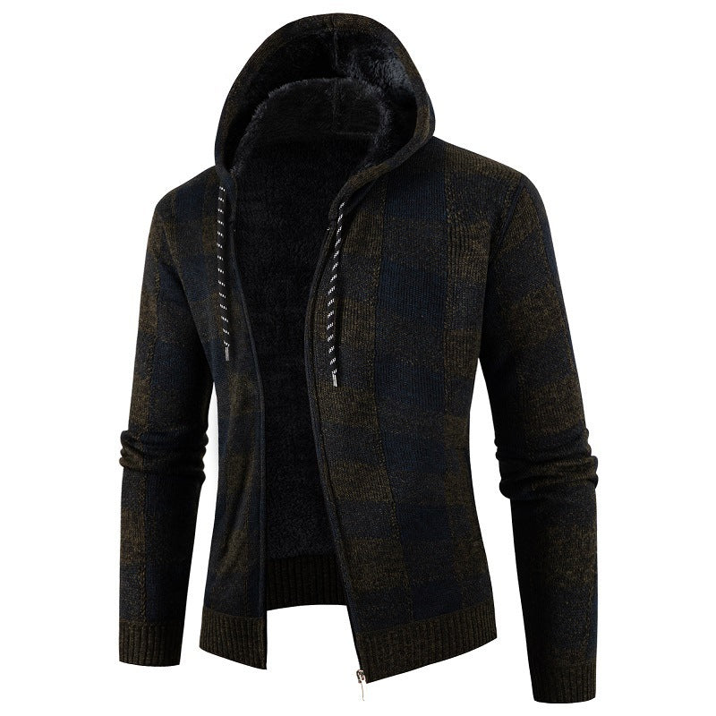 Herren gemütliche Kapuzenjacke mit kariertem Design Krohn-e