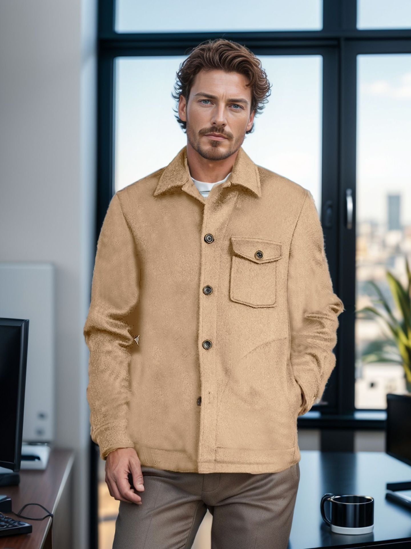 Herren Wolljacke mit praktischem Brusttaschen Krohn-e