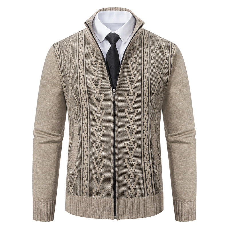 Herren Strickjacke mit modernem Zipper und eleganter Zopfstruktur Krohn-e