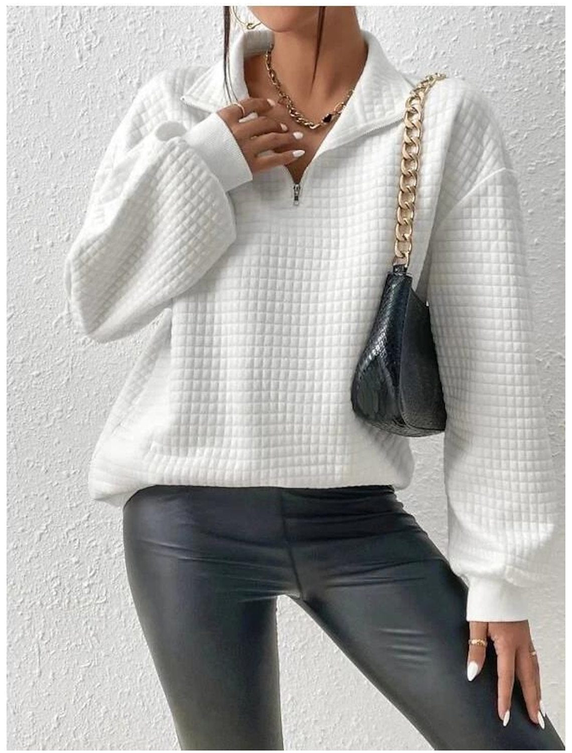 Damen modischer Stepp-Pullover mit halbem Reißverschluss Krohn-e
