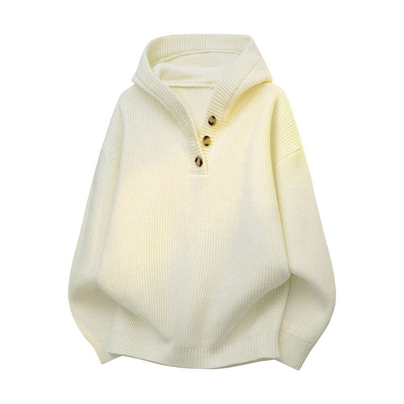 Damen Strickpullover mit halbem Reißverschluss und dekorativen Holzknöpfen Krohn-e