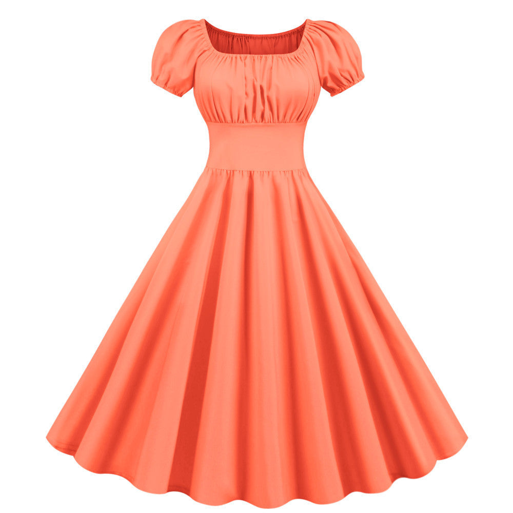 Damen A-Linien Kleid mit Puffärmeln und Taillierung Krohn-e