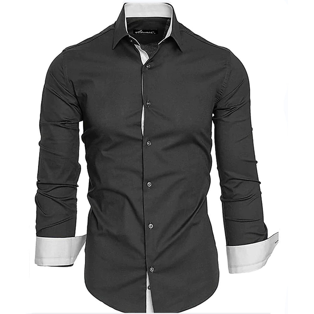 Herren elegantes Langarmhemd mit kontrastierenden Manschetten Krohn-e