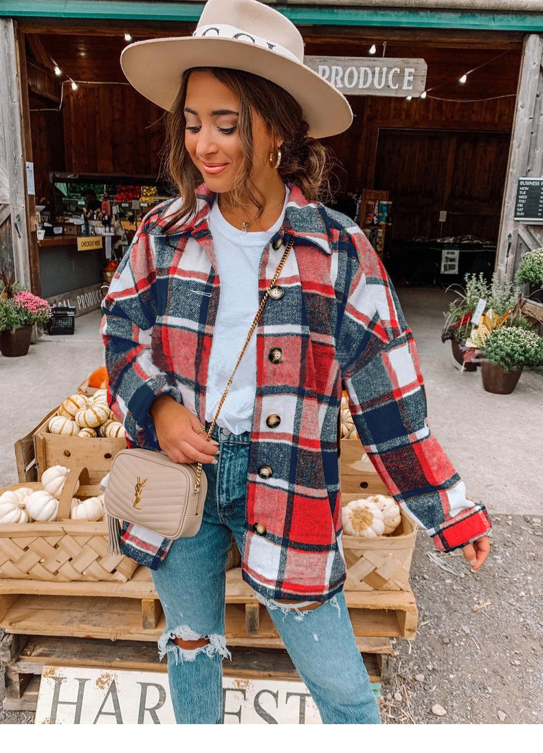 Damen lässige karierte Flanelljacke mit Knopfdetails Krohn-e