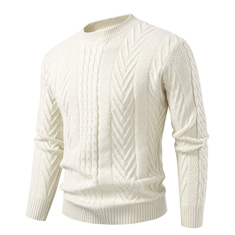Herren Grobstrickpullover mit Zopfmuster und Rundhalsausschnitt Krohn-e