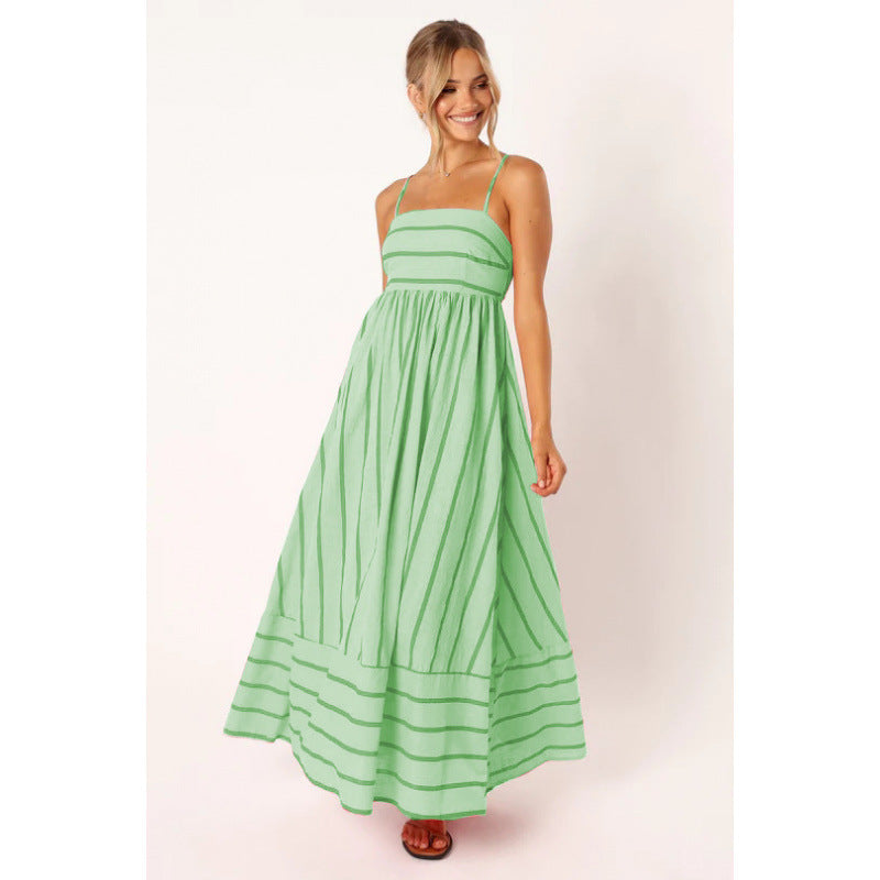 Damen Maxikleid mit feinen Streifen und elastischem Taillenbund Krohn-e