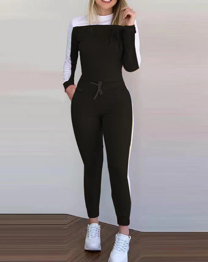 Damen Sportlicher Jumpsuit mit abnehmbaren Trägern und seitlichen Kontraststreifen Krohn-e