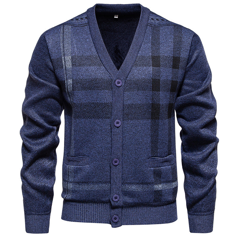 Herren modische Strickjacke mit klassischem Karomuster Krohn-e