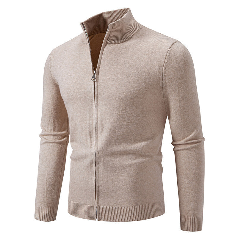 Herren Strickjacke mit modernem Stehkragen und funktionalem Reißverschluss Krohn-e