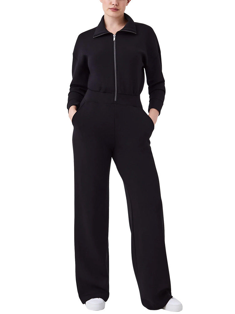 Damen Luxuriöser Lounge-Jumpsuit mit elegantem Stehkragen und praktischem Reißverschluss Krohn-e