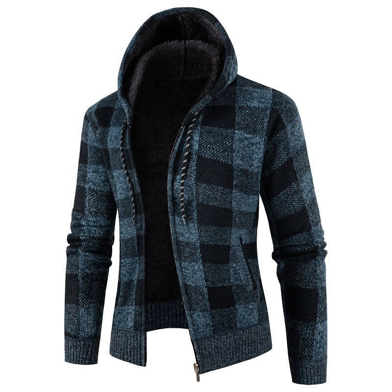 Herren gemütliche Kapuzenjacke mit kariertem Design Krohn-e