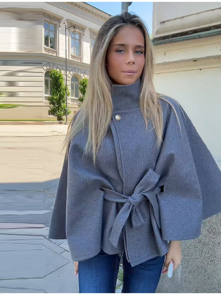 Damen Modernes Cape mit Taillengürtel Krohn-e