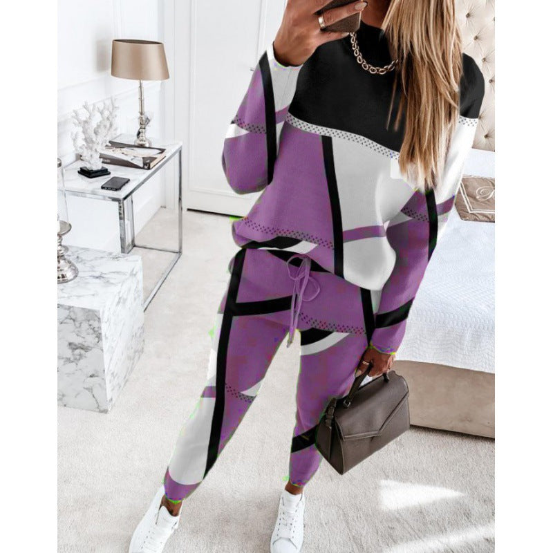 Damen trendy Sweatanzug mit grafischem Muster Krohn-e