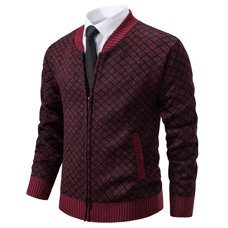 Herren Strickjacke mit modernem Zippverschluss und strukturiertem Design Krohn-e