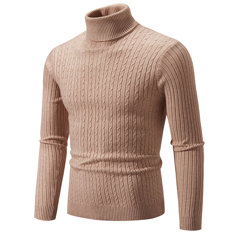 Herren Strickpullover mit modernem Rippmuster und hohem Kragen Krohn-e