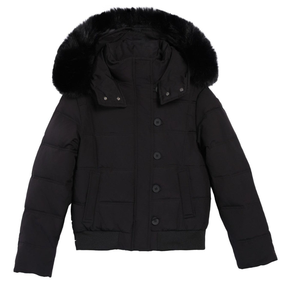 Damen Stylische Jacke mit abnehmbarem Kunstfellkragen und Knopfdetails Krohn-e