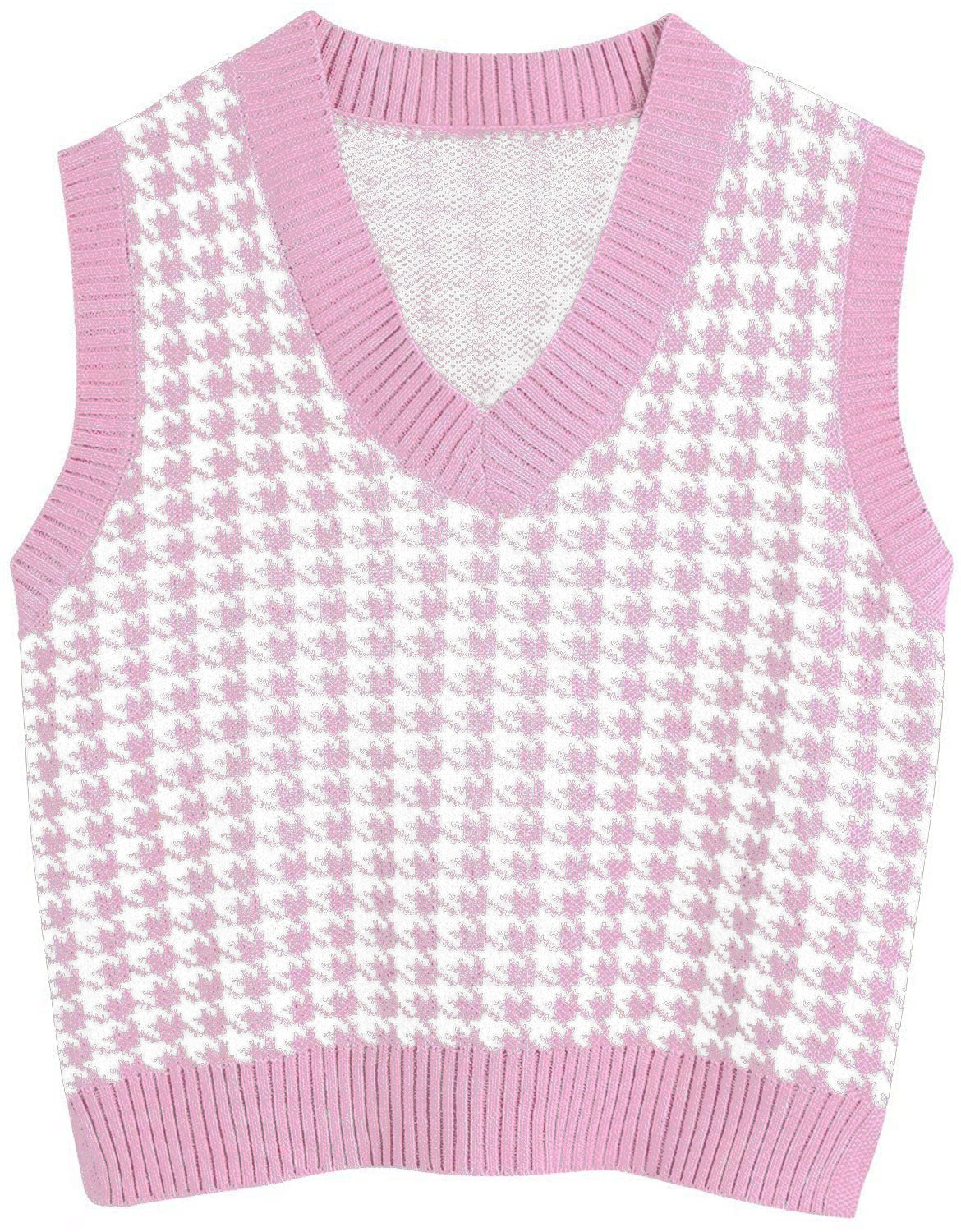 Damen ärmellose Strickweste mit modernem Hahnentrittmuster Krohn-e