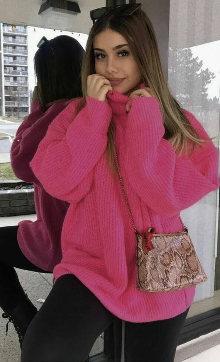 Damen Oversized-Strickpullover mit hohem Kragen und lässigem Schnitt Krohn-e