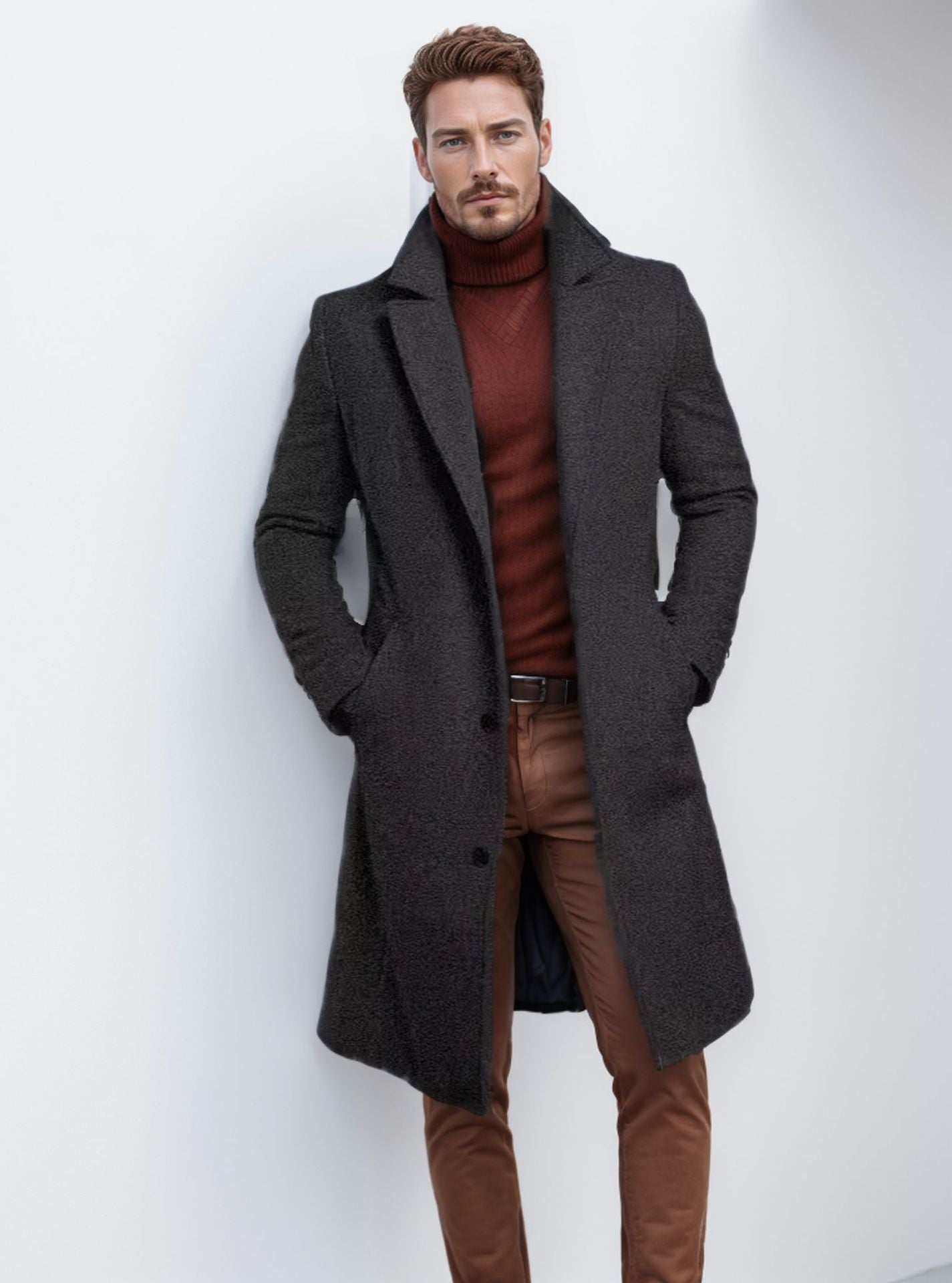 Herren eleganter, langer Wintermantel Krohn-e