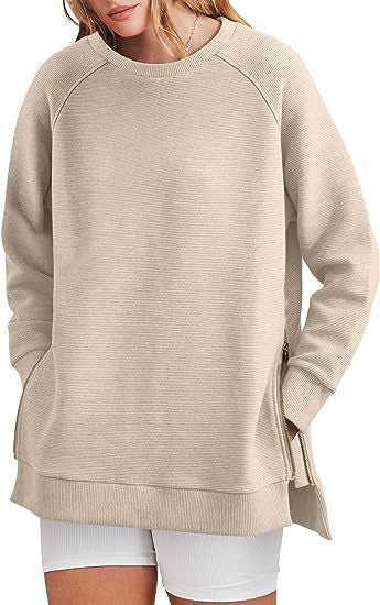 Damen modischer Sweatshirt mit seitlichen Reißverschlüssen Krohn-e