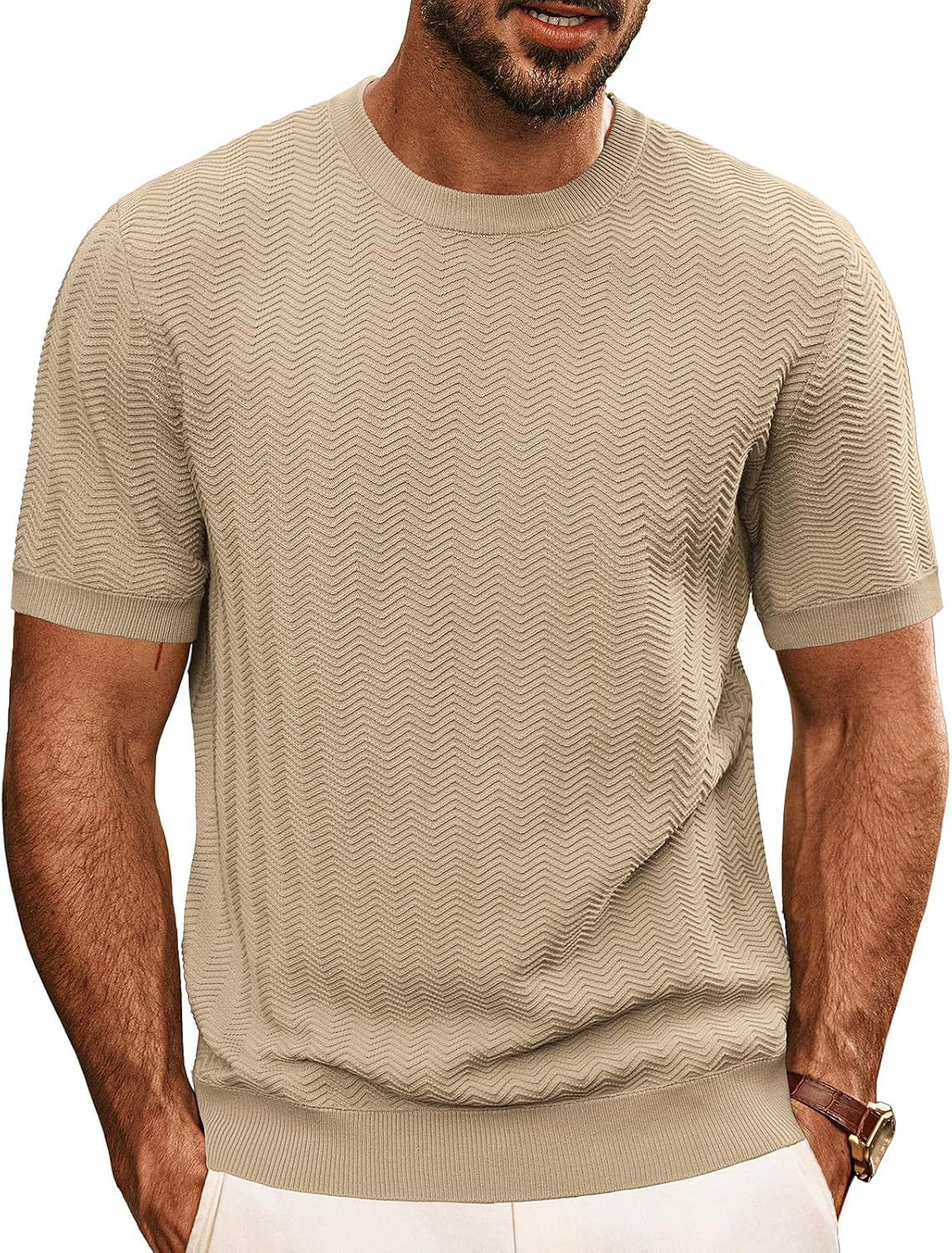 Herren strukturiertes Rundhals T-Shirt Krohn-e