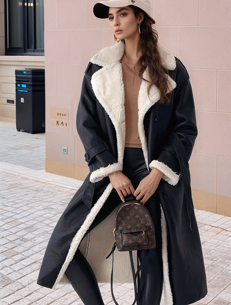Damen gefütterter Longcoat mit schickem Kragen Krohn-e