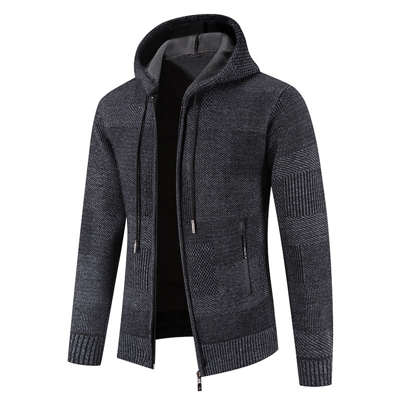 Herren Strickjacke mit Kapuze und modernen Strukturelementen Krohn-e