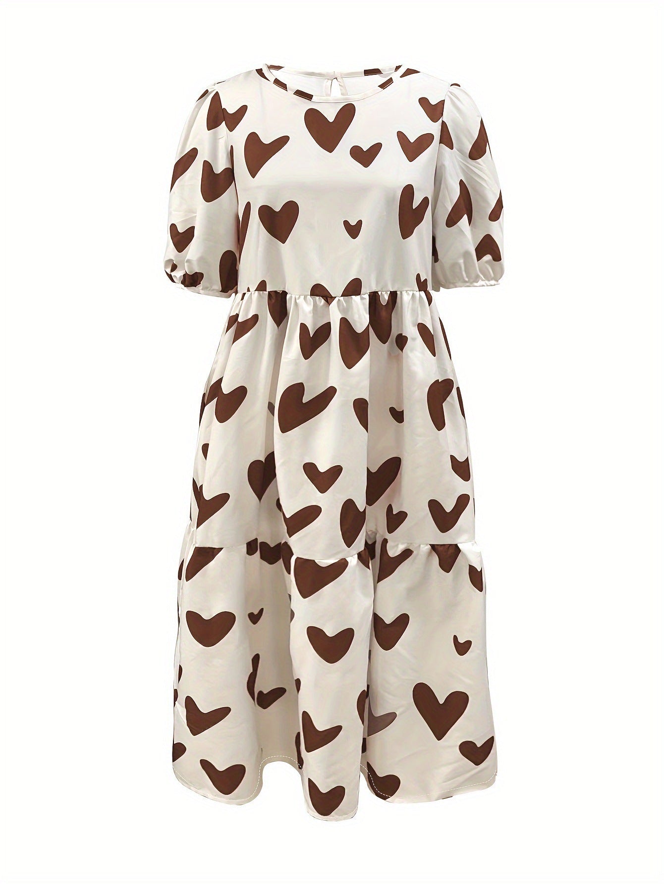 Damen Minikleid mit modernem Herzmuster und luftigen Ärmeln Krohn-e