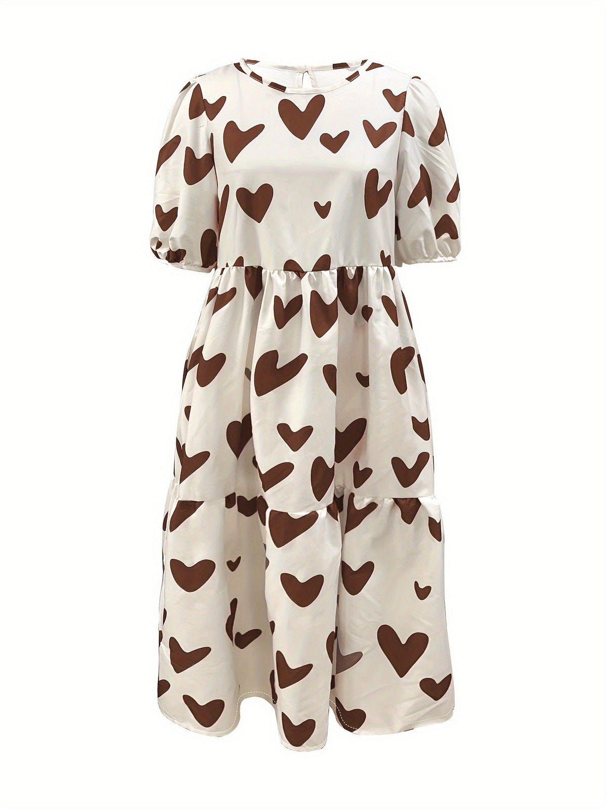 Damen Minikleid mit modernem Herzmuster und luftigen Ärmeln Krohn-e
