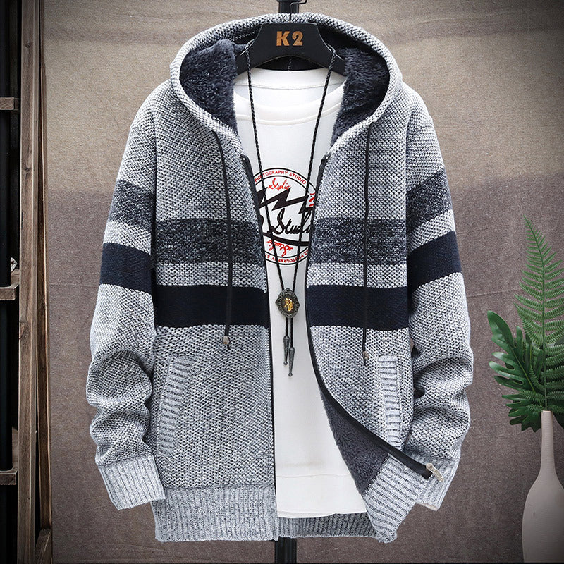 Herren Fleece-Hoodie mit hohem Kragen und Struktur Krohn-e