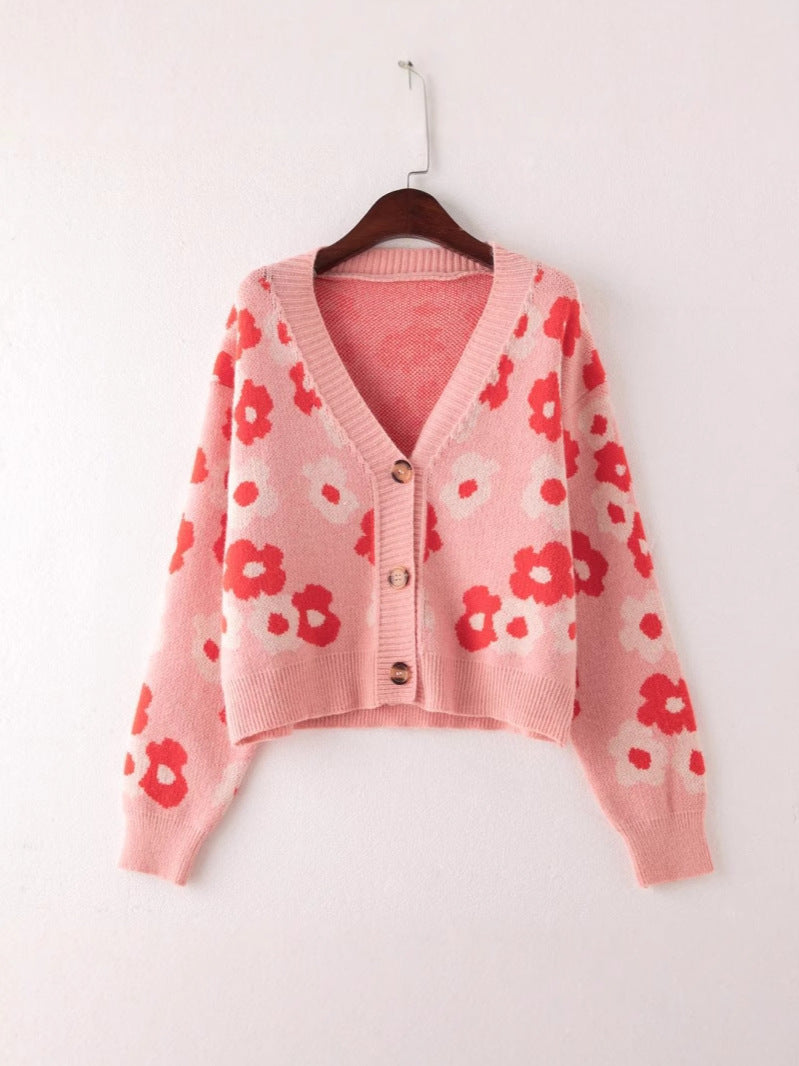 Damen cardigan mit floralem Muster und Knopfdetails Krohn-e