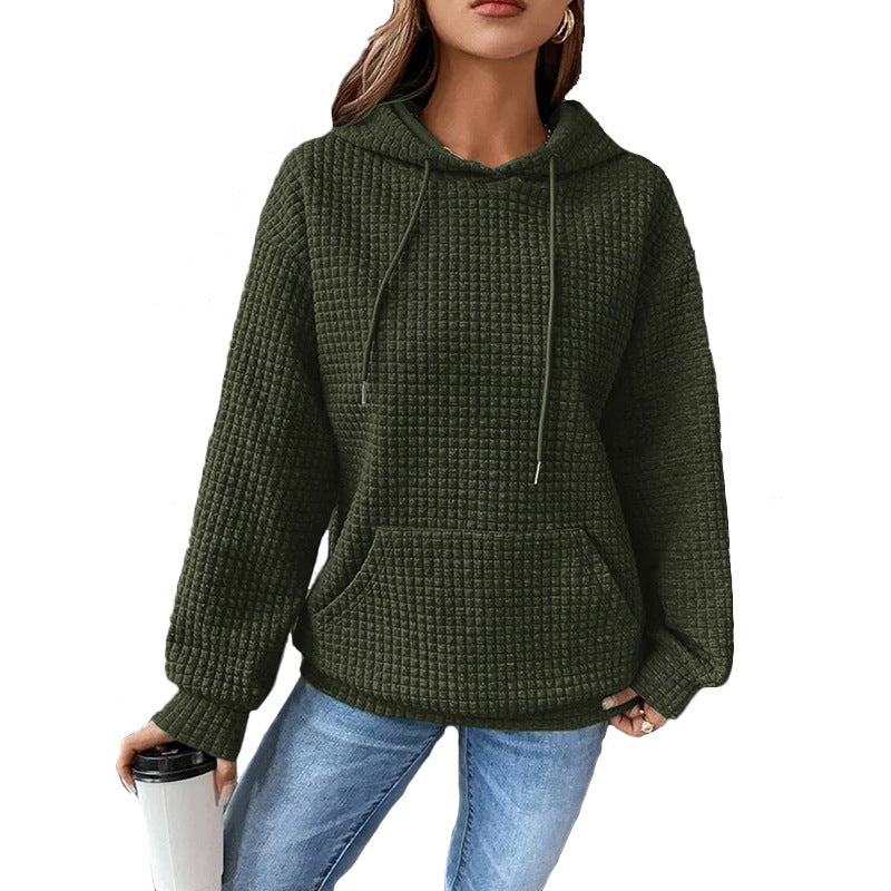 Damen Waffelstruktur Hoodie mit Kängurutasche und lässigem Schnitt Krohn-e