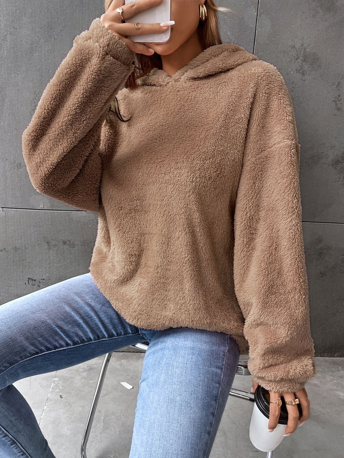 Damen kuscheliger Hoodie aus hochwertigem Plüsch Krohn-e