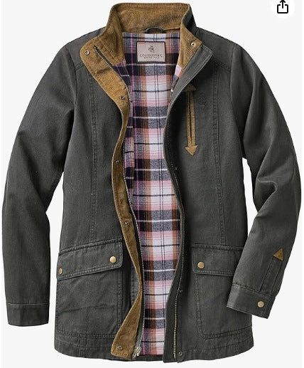 Damen lässige Utility-Jacke mit Karo-Innenfutter Krohn-e