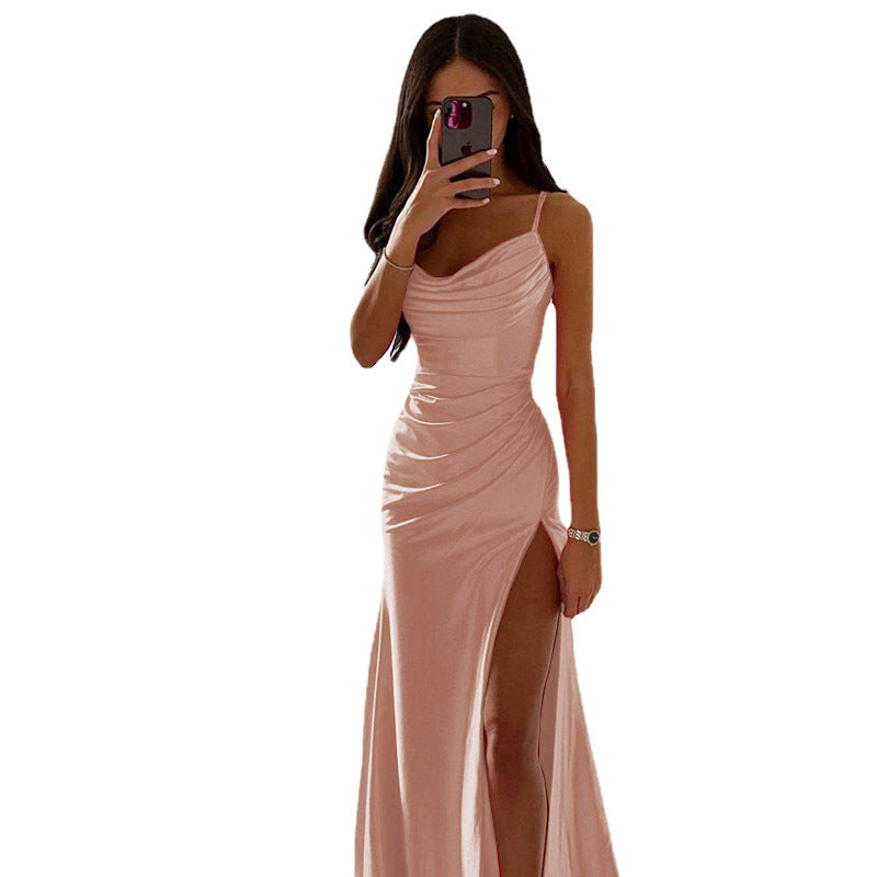 Damen Elegantes Maxikleid mit raffiniertem Drapé und hohem Schlitz Krohn-e