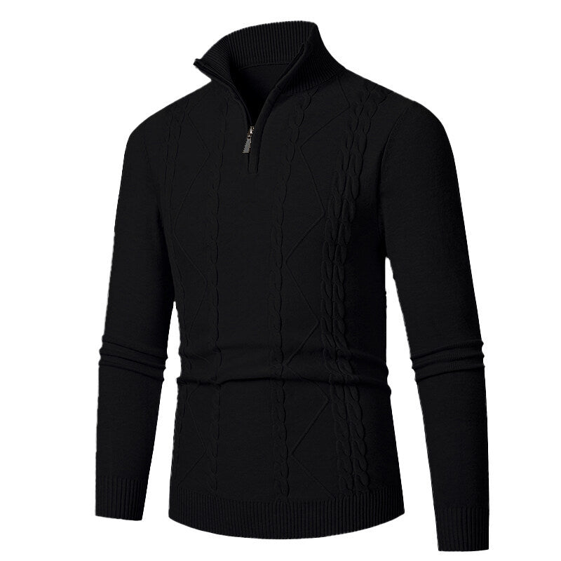 Herren Strickpullover mit Stehkragen und Zopfmuster Krohn-e