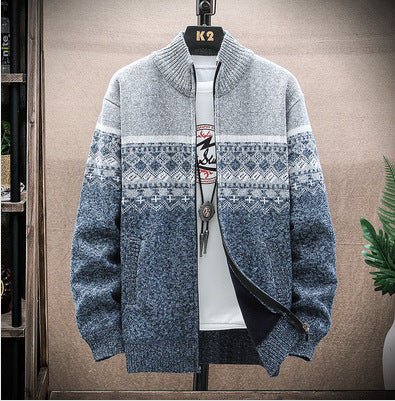 Herren Strickjacke mit nordischem Muster und modischem Reißverschluss Krohn-e