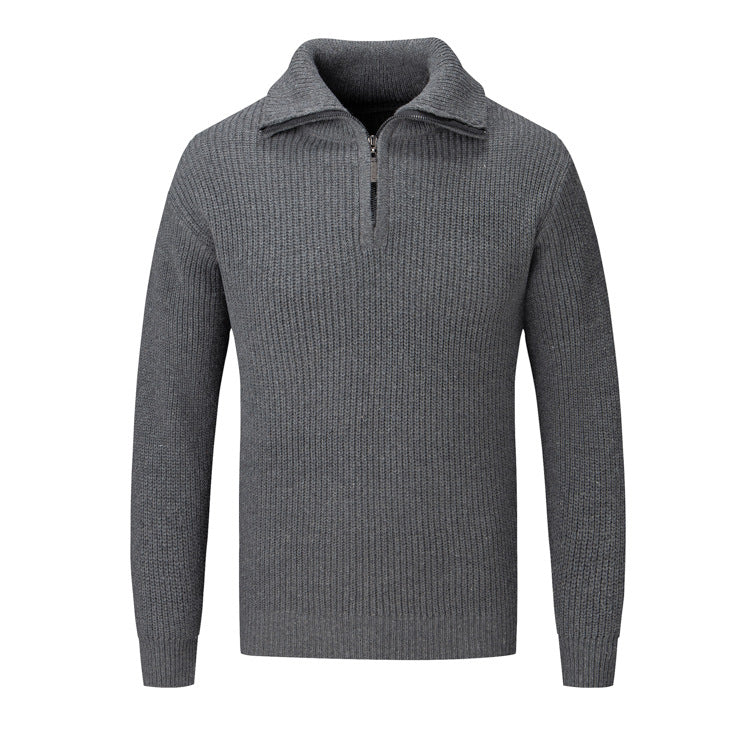 Herren Freizeitpullover mit halbem Reißverschluss und strukturiertem Strickmuster Krohn-e