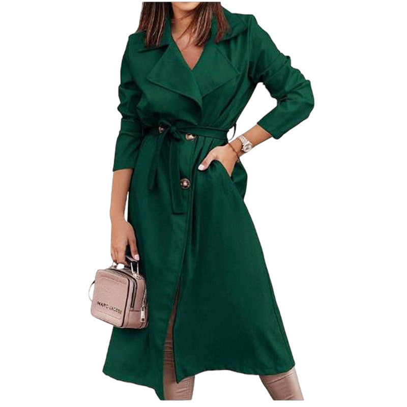 Damen eleganter Trenchcoat mit Gürtel und femininer Silhouette Krohn-e