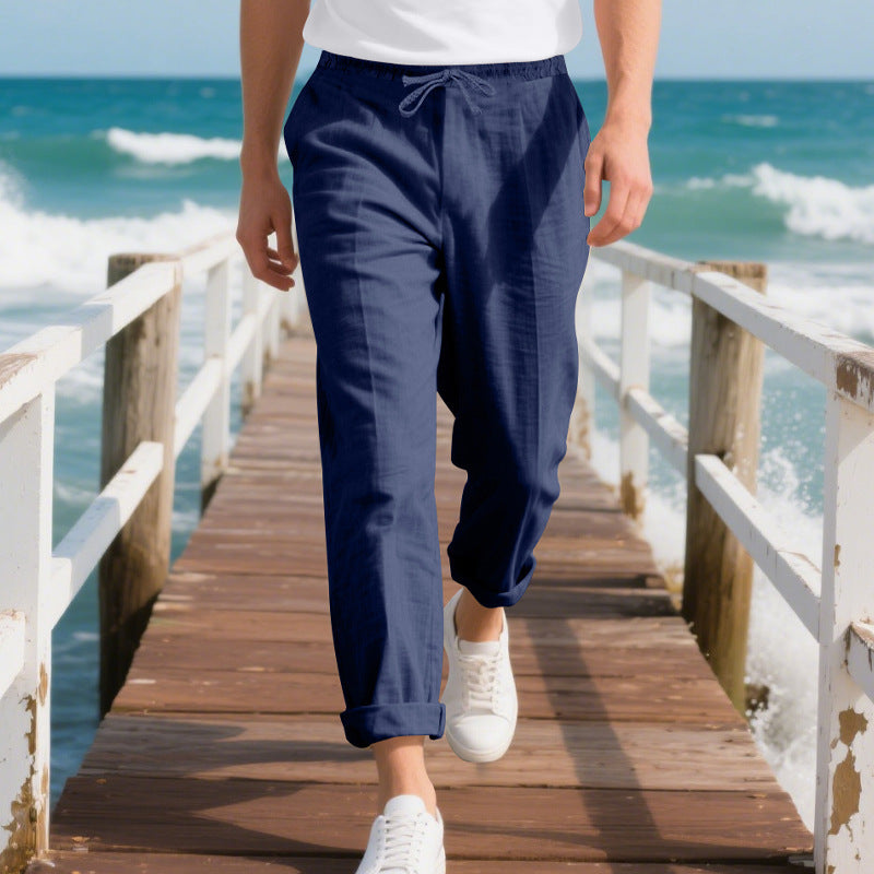 Herren bequeme Strandhose mit elastischem Bund und verstellbarem Kordelzug Krohn-e