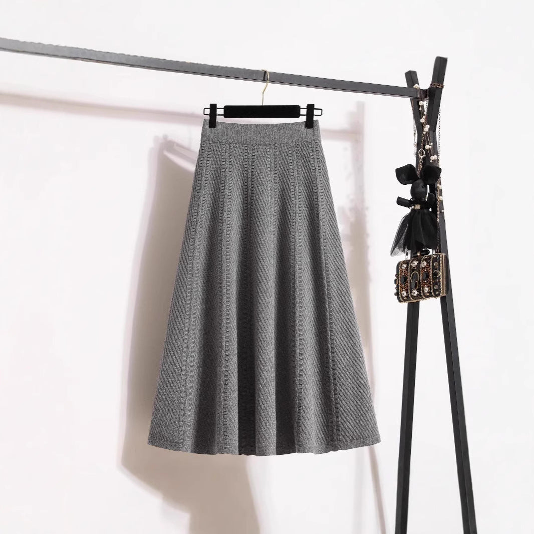 Damen Plissierter Midirock mit elastischem Bund und feiner Struktur Krohn-e