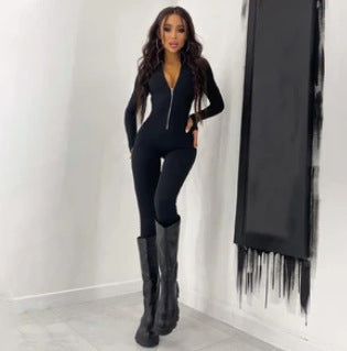 Damen Sportlicher Jumpsuit mit Reißverschluss und figurbetontem Schnitt Krohn-e