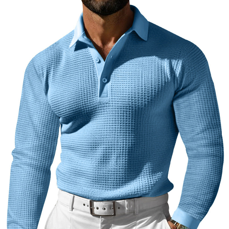 Herren Langarm-Poloshirt mit strukturiertem Design und klassischem Kragen Krohn-e