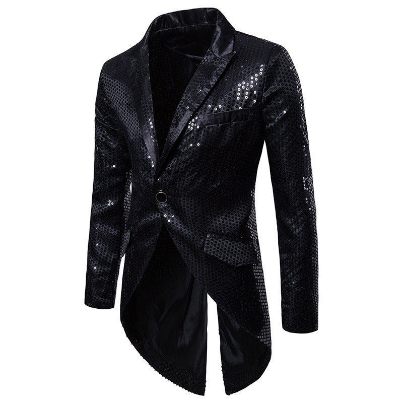 Herren eleganter Pailletten-Blazer mit asymmetrischem Schnitt und luxuriösem Design Krohn-e