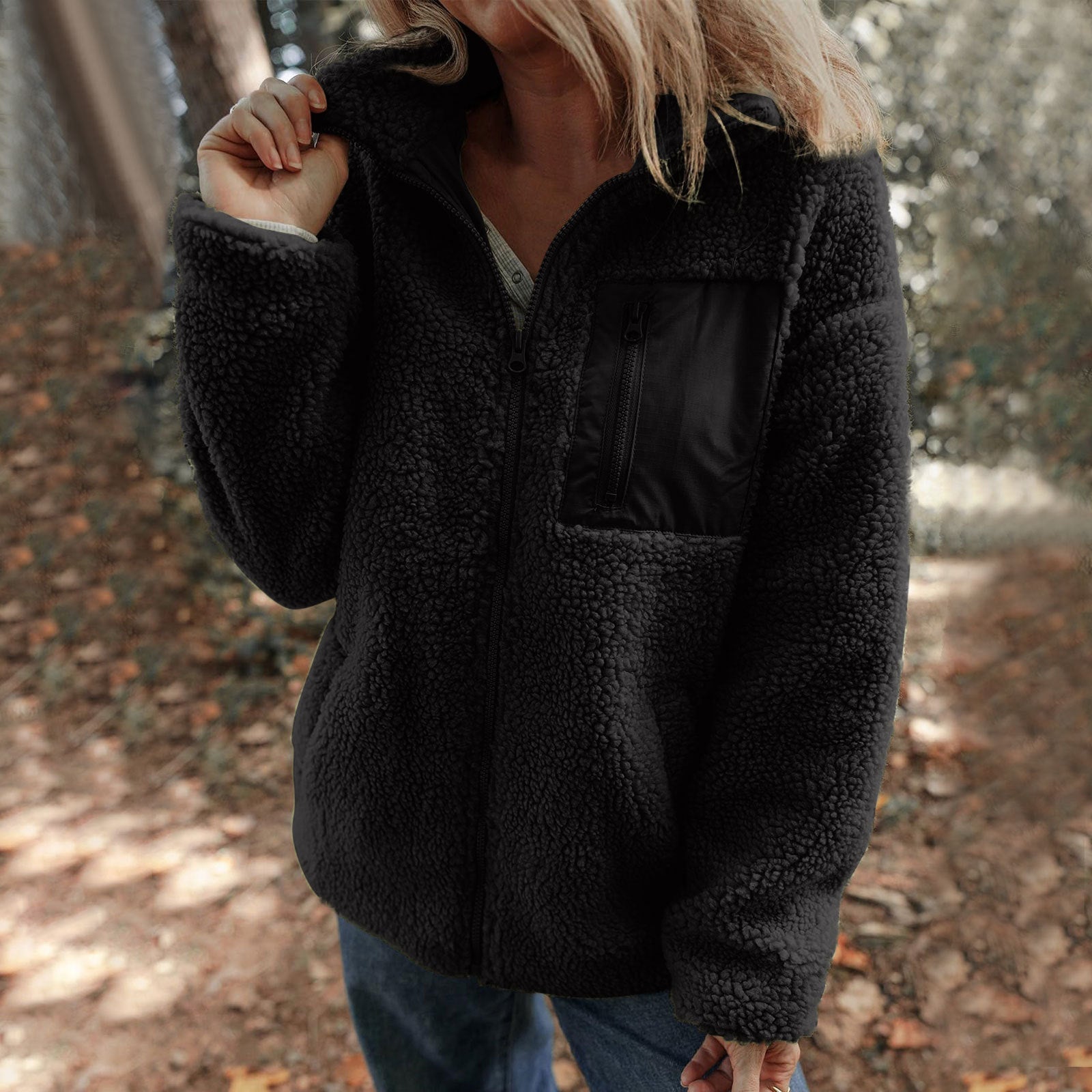 Damen Fleecejacke mit hochabschließendem Kragen und praktischer Brusttasche Krohn-e