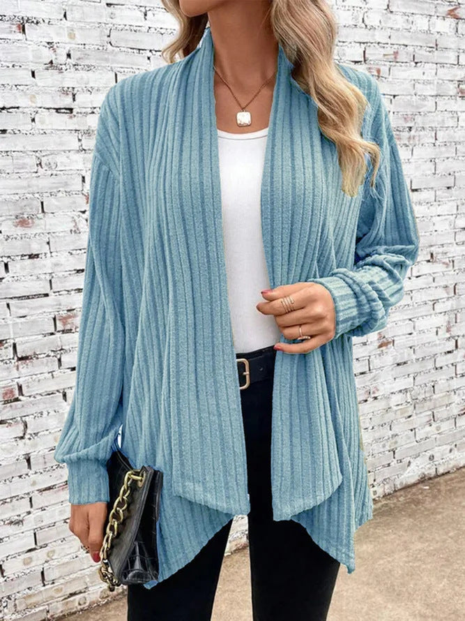 Damen lässiger Strickcardigan mit markantem Rippdesign Krohn-e