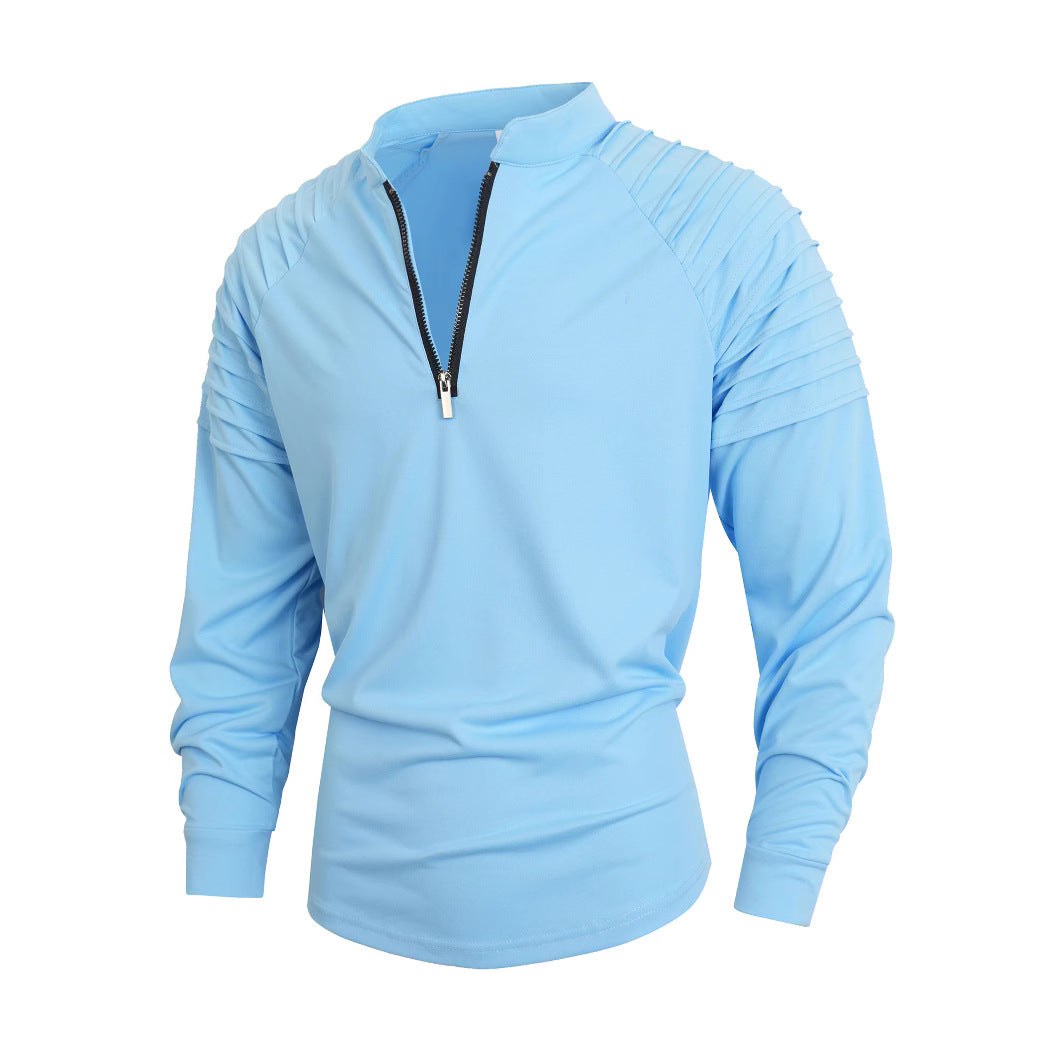 Herren Langarmshirt mit modernem Stehkragen und Reißverschluss Krohn-e