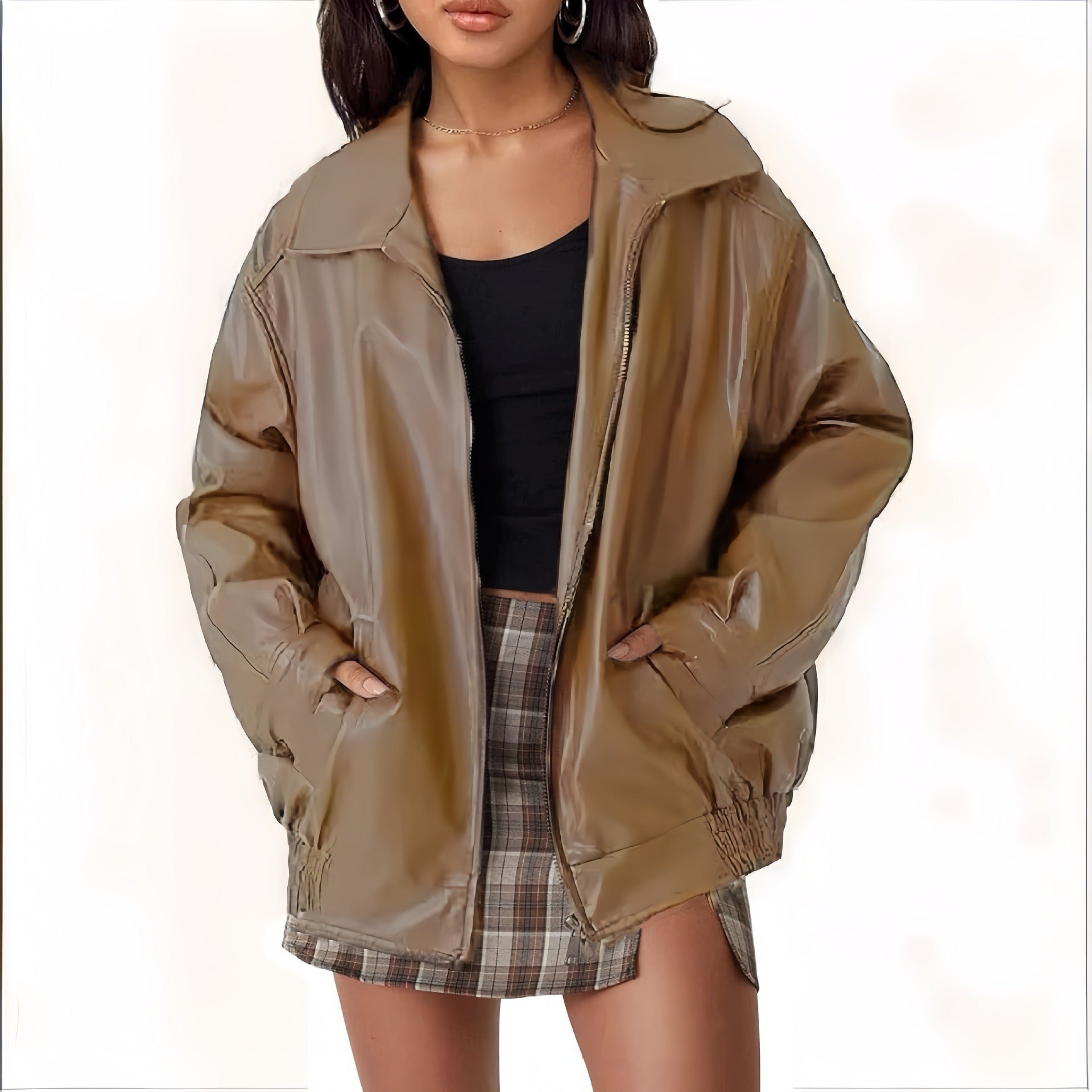 Damen modische und oversized Kunstlederjacke Krohn-e