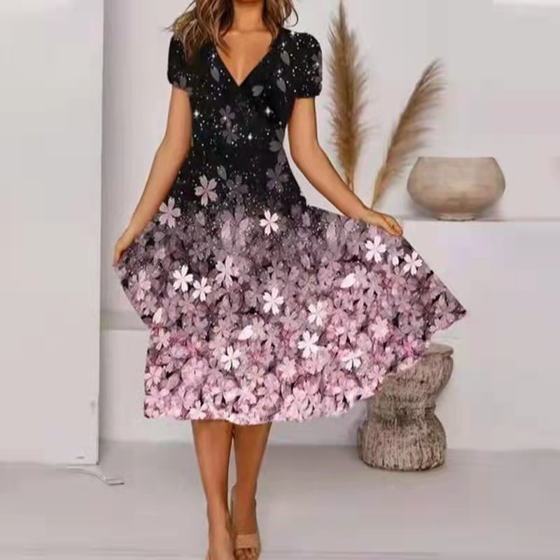 Fudus Elegantes Blumenmuster-Wickelkleid